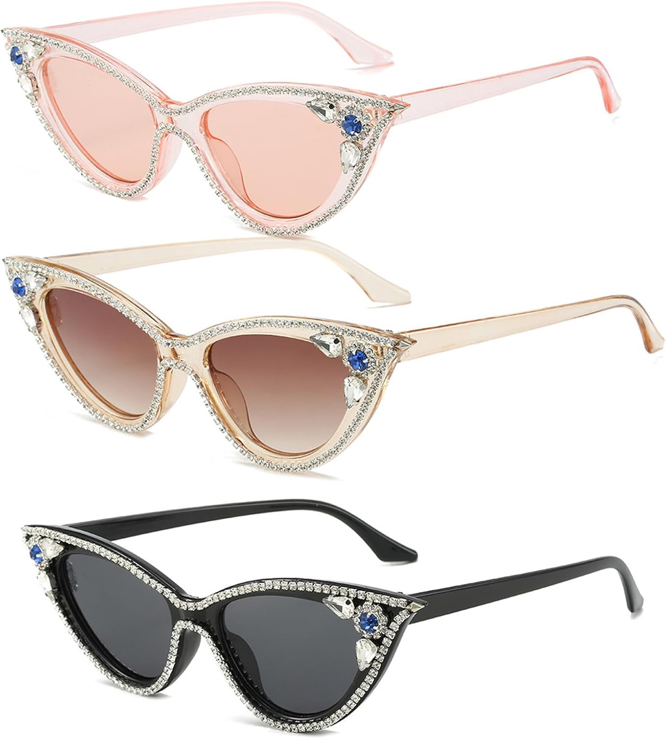 Willochra Модные солнцезащитные очки «кошачий глаз» с бриллиантами для женщин, блестящие солнцезащитные очки со стразами, розовые, для вечеринок, с защитой от УФ-излучения, 3pcs-black&champagne&pink
Willochra Модные солнцезащитные очки «кошачий глаз» с бриллиантами для женщин, блестящие солнцезащитные очки со стразами, розовые, для вечеринок, с защитой от УФ-излучения, 3pcs-black&champagne&pink