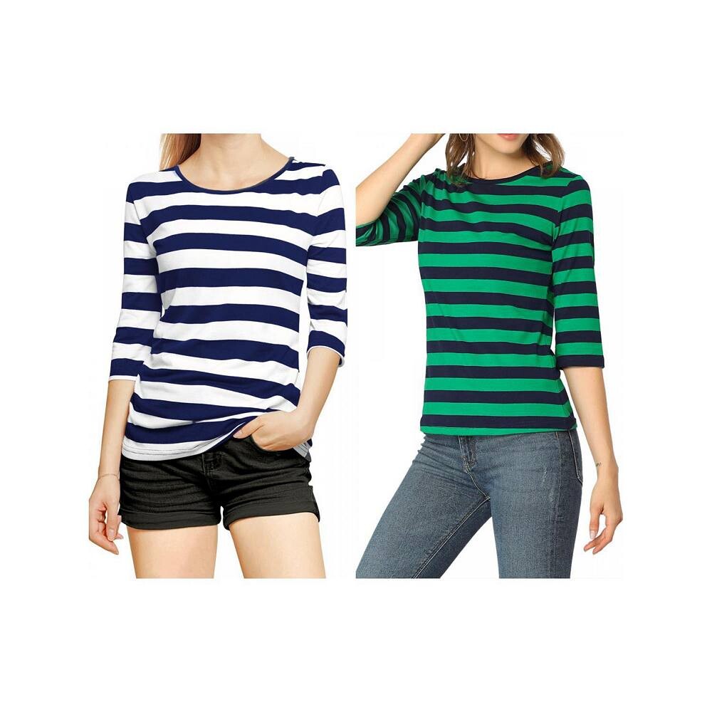 2 упаковки женских повседневных футболок с принтом и круглым вырезом с рукавами до локтя ALLEGRA K, цвет Blue And Green Blue
2 упаковки женских повседневных футболок с принтом и круглым вырезом с рукавами до локтя ALLEGRA K, цвет Blue And Green Blue