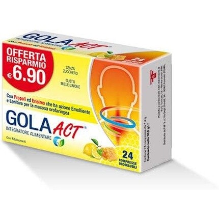 Пищевая добавка Linea Gola со вкусом меда и лимона 24 таблетки Act
Пищевая добавка Linea Gola со вкусом меда и лимона 24 таблетки Act