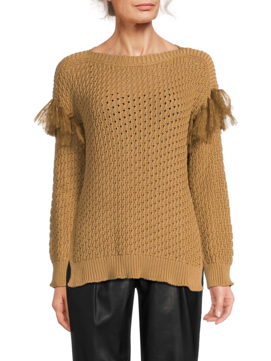 Хлопковый свитер с заниженными плечами REDValentino, цвет Tabacco
Хлопковый свитер с заниженными плечами REDValentino, цвет Tabacco