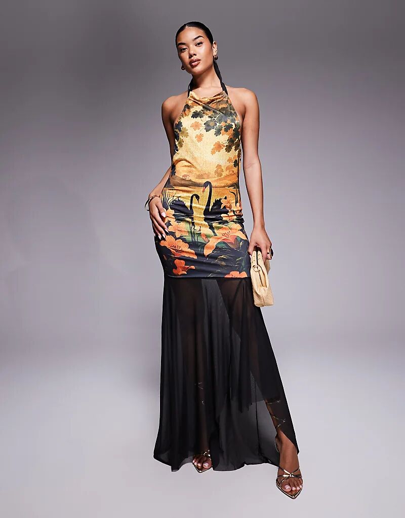 Платье макси ASOS DESIGN с сетчатым принтом, высоким воротом, халтером и прозрачной юбкой, с принтом лебедя
Платье макси ASOS DESIGN с сетчатым принтом, высоким воротом, халтером и прозрачной юбкой, с принтом лебедя