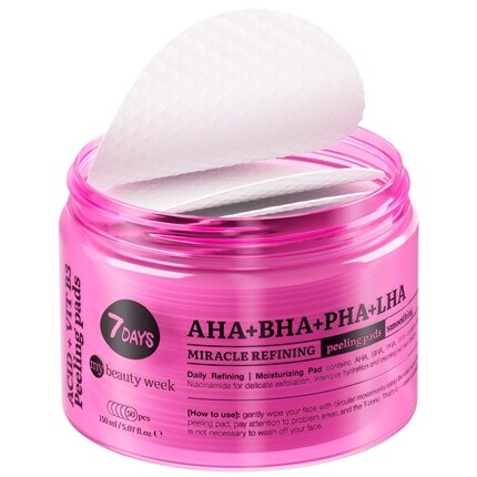 Подушечки-пилинги для ухода за кожей 7 дней. Подушечки-пилинги для удаления черных точек. Отшелушивающие подушечки для лица с гликолевой кислотой, салициловой кислотой и очищающим средством для ухода за лицом PHA. 7days 
Подушечки-пилинги для ухода за кожей 7 дней. Подушечки-пилинги для удаления черных точек. Отшелушивающие подушечки для лица с гликолевой кислотой, салициловой кислотой и очищающим средством для ухода за лицом PHA. 7days