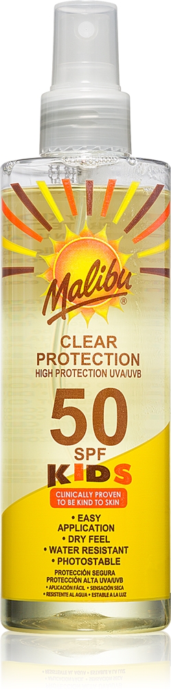Прозрачный защитный спрей SPF 50 Malibu, vaikams 250 мл
Прозрачный защитный спрей SPF 50 Malibu, vaikams 250 мл
