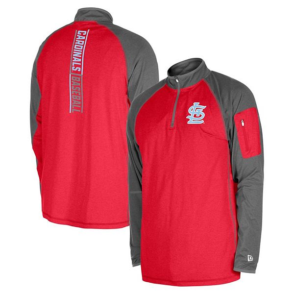 Мужская красная футболка St Louis Cardinals с рукавом реглан и молнией на четверть New Era
Мужская красная футболка St Louis Cardinals с рукавом реглан и молнией на четверть New Era