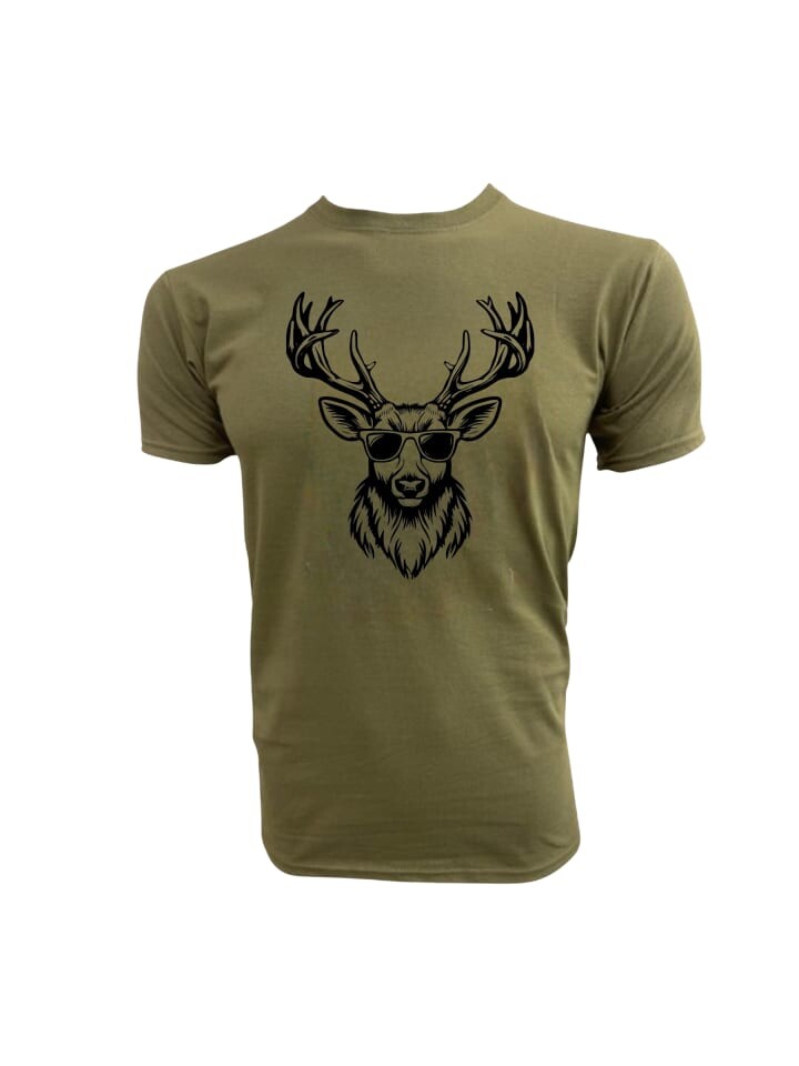 Футболка PAULGOS Herren T-Shirt, Hirschkopf mit Sonnenbrille, оливковый 
Футболка PAULGOS Herren T-Shirt, Hirschkopf mit Sonnenbrille, оливковый