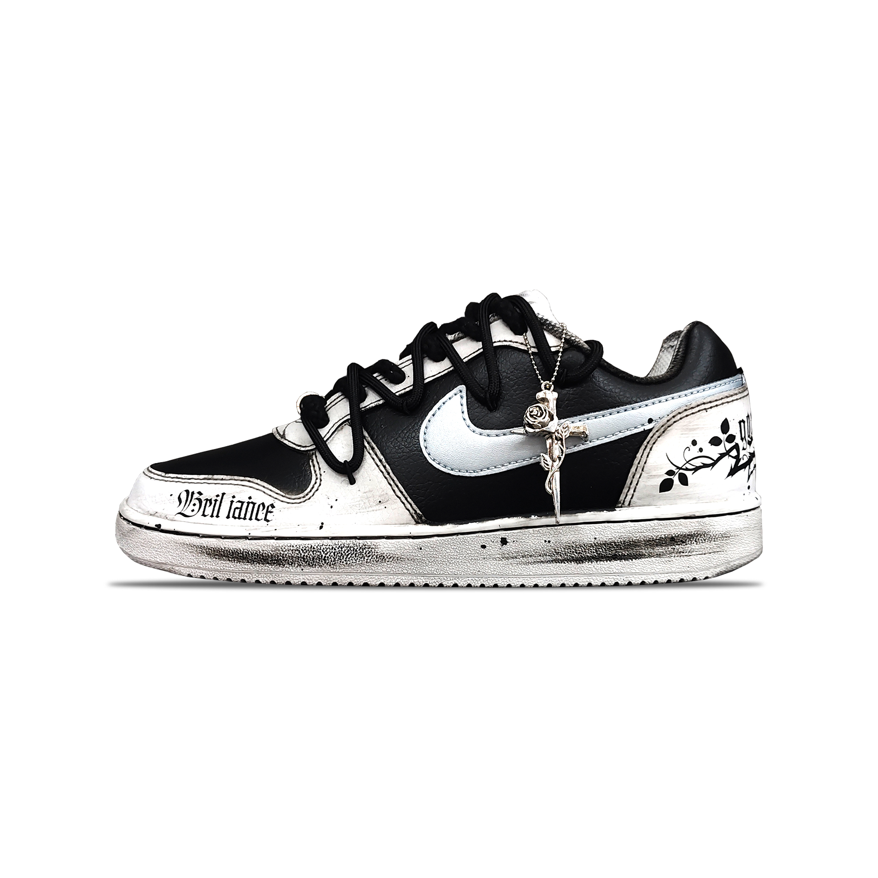 Nike Кроссовки для скейтбординга EBERNON Tower Rabbit с противоскользящей амортизацией и износостойкостью, низкие, мужские, черно-белые 
Nike Кроссовки для скейтбординга EBERNON Tower Rabbit с противоскользящей амортизацией и износостойкостью, низкие, мужские, черно-белые