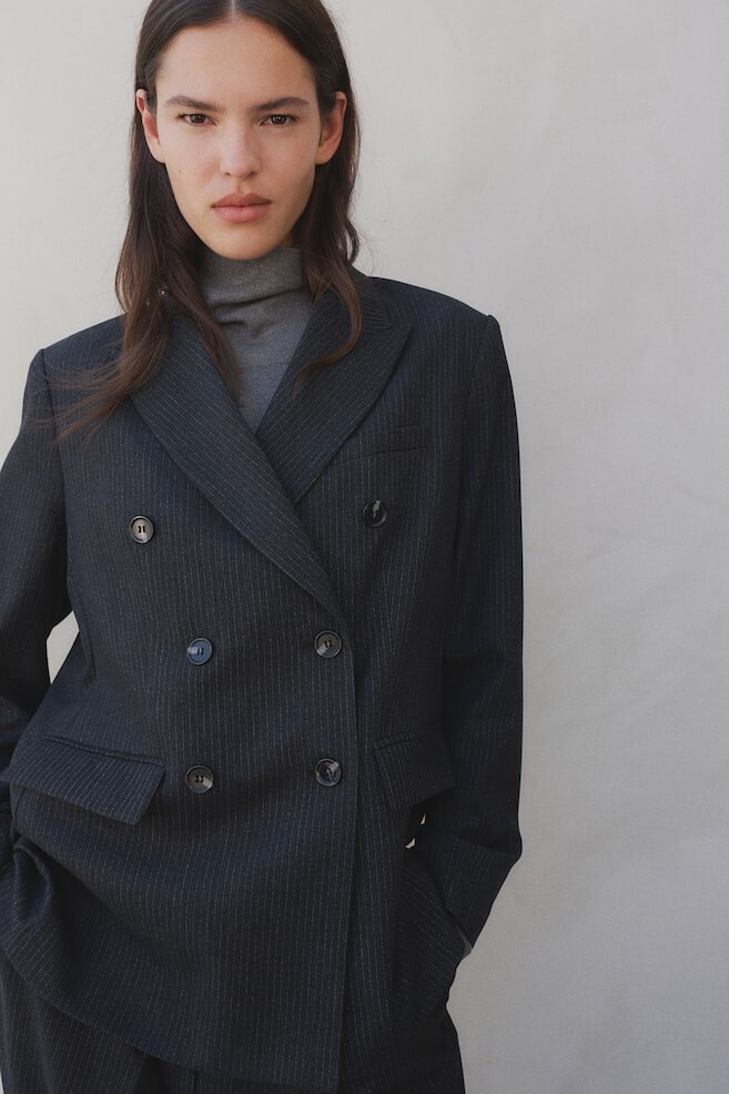 Двубортный пиджак H&M, серый 
Двубортный пиджак H&M, серый