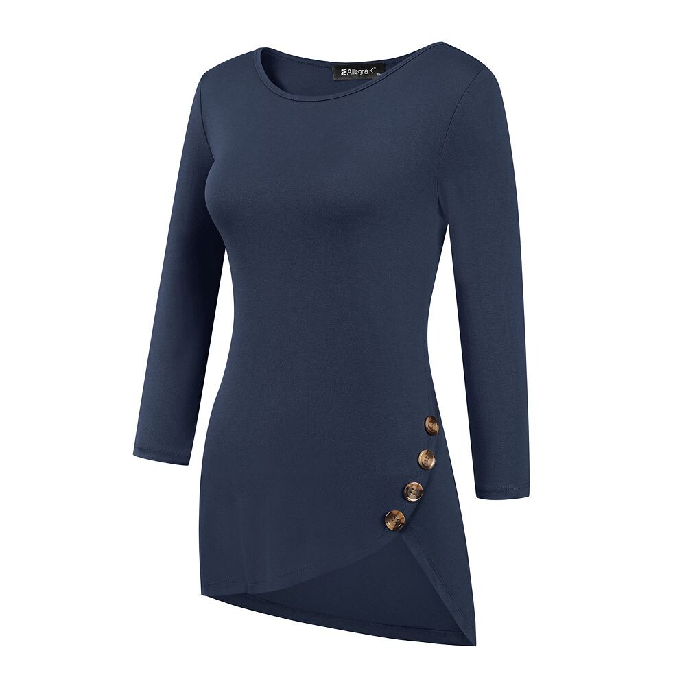 Женская повседневная туника с асимметричным подолом и круглым вырезом, рукавами 3/4 ALLEGRA K, цвет Dark Blue
Женская повседневная туника с асимметричным подолом и круглым вырезом, рукавами 3/4 ALLEGRA K, цвет Dark Blue