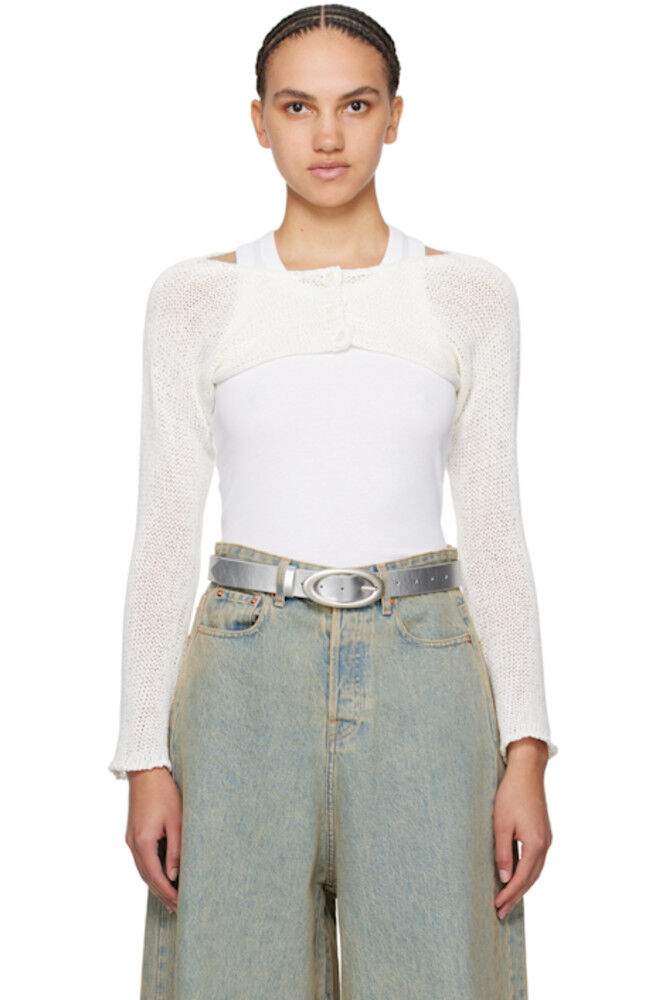 Эксклюзивный белый кардиган-болеро от SSENSE OPEN YY
Эксклюзивный белый кардиган-болеро от SSENSE OPEN YY