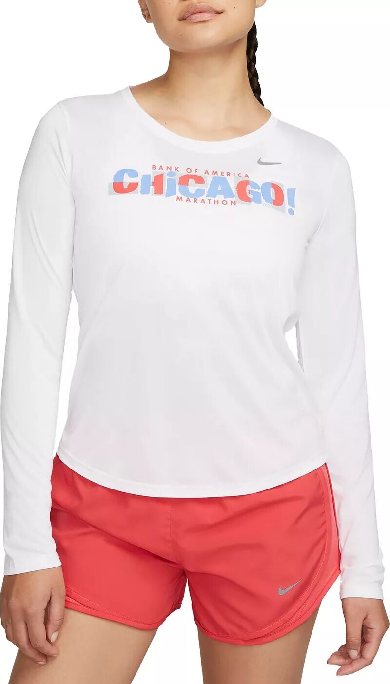 Женская беговая футболка с длинными рукавами Nike One Dri-FIT Luxe Chicago Marathon, белый
Женская беговая футболка с длинными рукавами Nike One Dri-FIT Luxe Chicago Marathon, белый