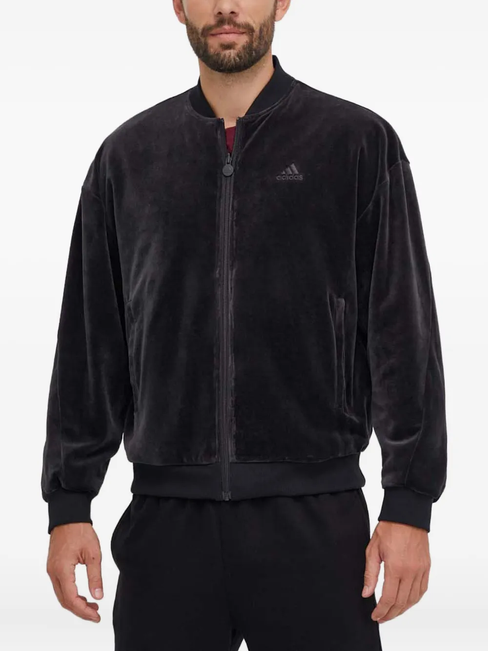 Двусторонний бомбер из велюра Adidas, черный
Двусторонний бомбер из велюра Adidas, черный