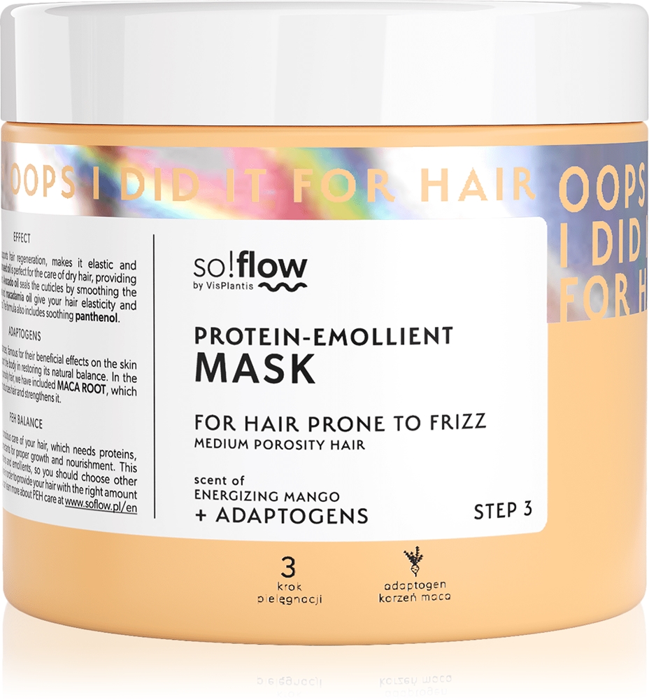 Протеиновая смягчающая маска для волос средней пористости для вьющихся волос So!Flow, 400 мл
Протеиновая смягчающая маска для волос средней пористости для вьющихся волос So!Flow, 400 мл