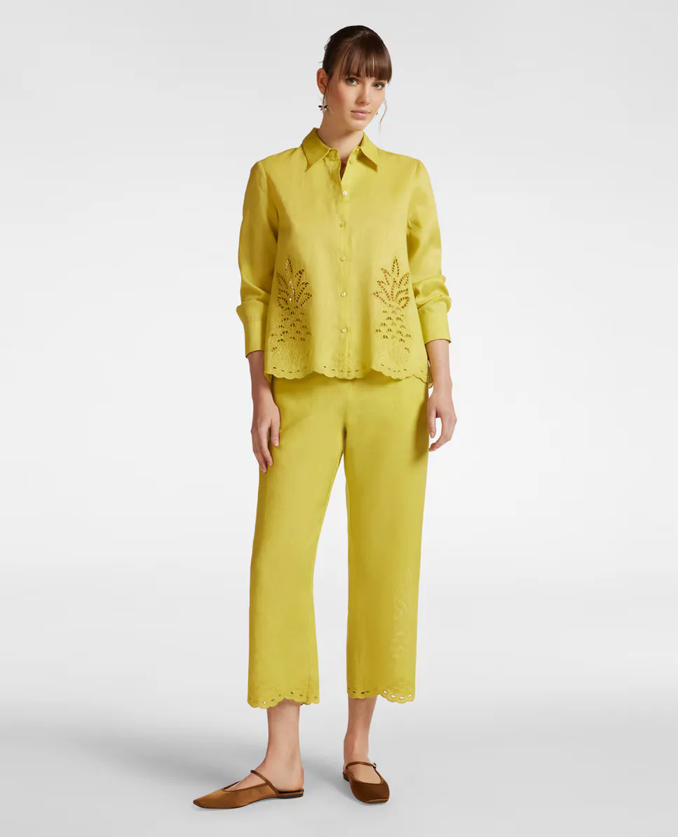 Женские укороченные брюки из льна с вышивкой Elena Miró, желтый
Женские укороченные брюки из льна с вышивкой Elena Miró, желтый