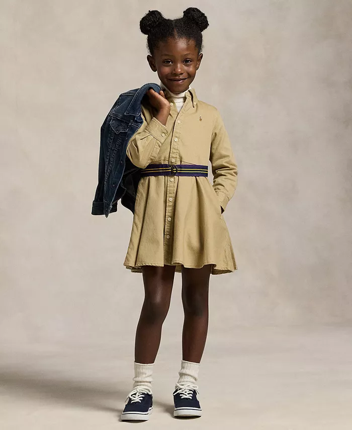 Детское и для девочек платье-рубашка из хлопка с поясом Polo Ralph Lauren, коричневый/бежевый 
Детское и для девочек платье-рубашка из хлопка с поясом Polo Ralph Lauren, коричневый/бежевый