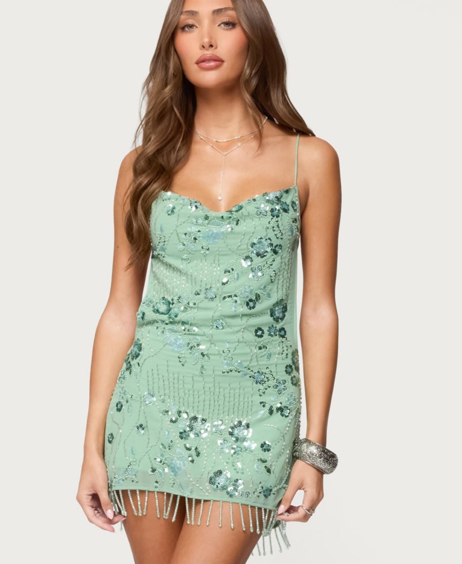 Женское мини-платье с бахромой и открытой спиной Edikted, Sage
Женское мини-платье с бахромой и открытой спиной Edikted, Sage
