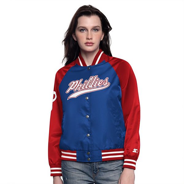 Женская бейсбольная куртка philadelphia phillies home run royal/red Starter
Женская бейсбольная куртка philadelphia phillies home run royal/red Starter