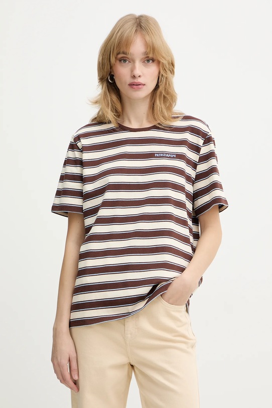 Хлопковая футболка Patrizia Pepe, коричневый
Хлопковая футболка Patrizia Pepe, коричневый