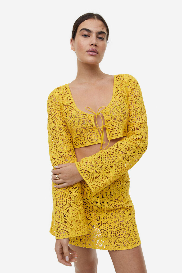 Пляжный топ, связанный крючком H&M, желтый
Пляжный топ, связанный крючком H&M, желтый