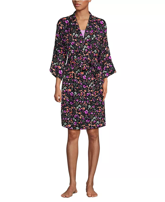 Женский матовый атласный пижамный комплект из двух предметов: ночная рубашка и халат Lands' End, черный
Женский матовый атласный пижамный комплект из двух предметов: ночная рубашка и халат Lands' End, черный