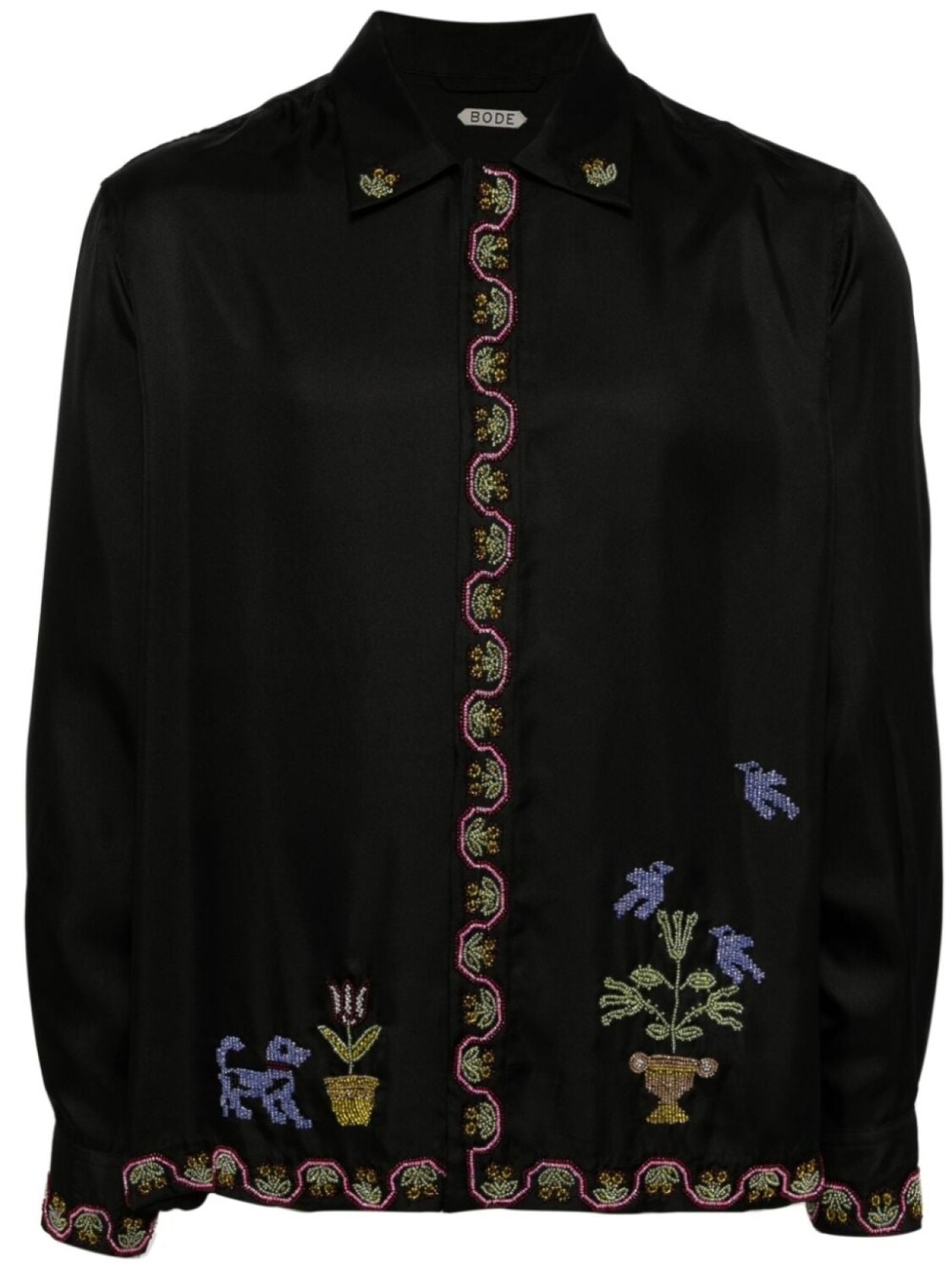 Шелковая рубашка Garden Sampler BODE, черный
Шелковая рубашка Garden Sampler BODE, черный