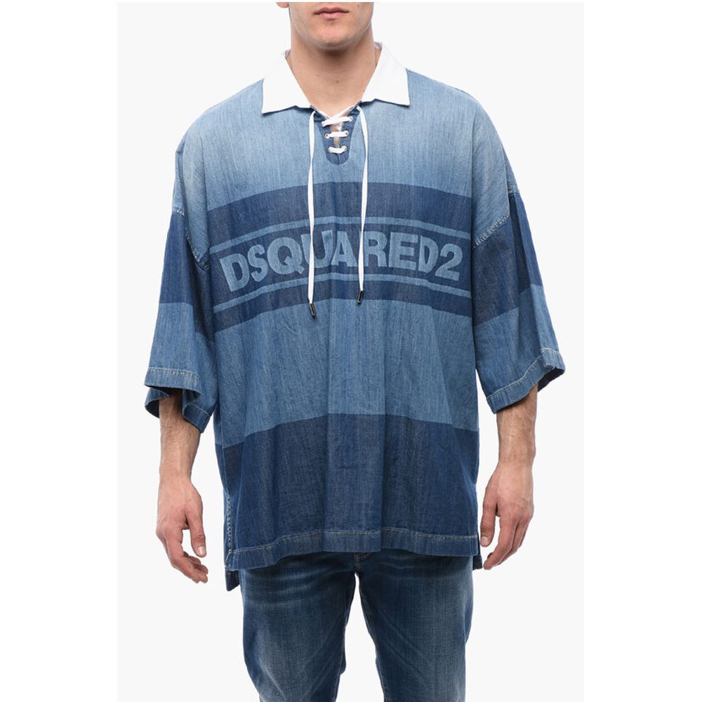 Рубашка-регби из денима свободного кроя Dsquared2, Bicolor 
Рубашка-регби из денима свободного кроя Dsquared2, Bicolor