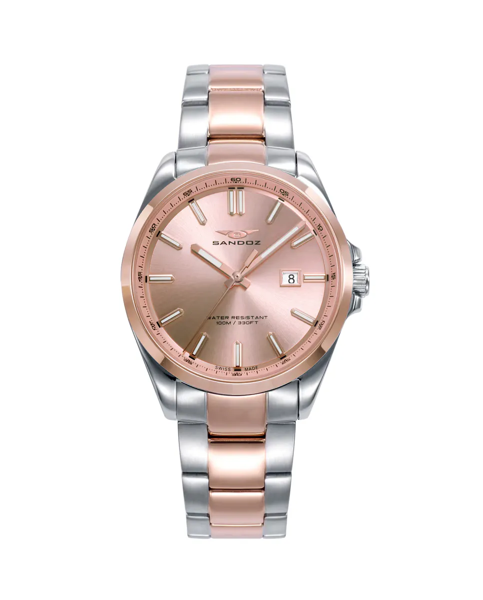Женские часы Casuel, двухцветный стальной корпус и браслет, розовый IP Sandoz, мультиколор
Женские часы Casuel, двухцветный стальной корпус и браслет, розовый IP Sandoz, мультиколор