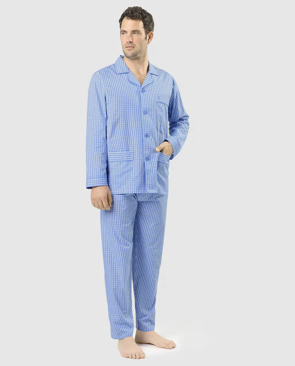 Мужская длинная пижама из темно-синей ткани El Búho Nocturno, светло-голубой
Мужская длинная пижама из темно-синей ткани El Búho Nocturno, светло-голубой