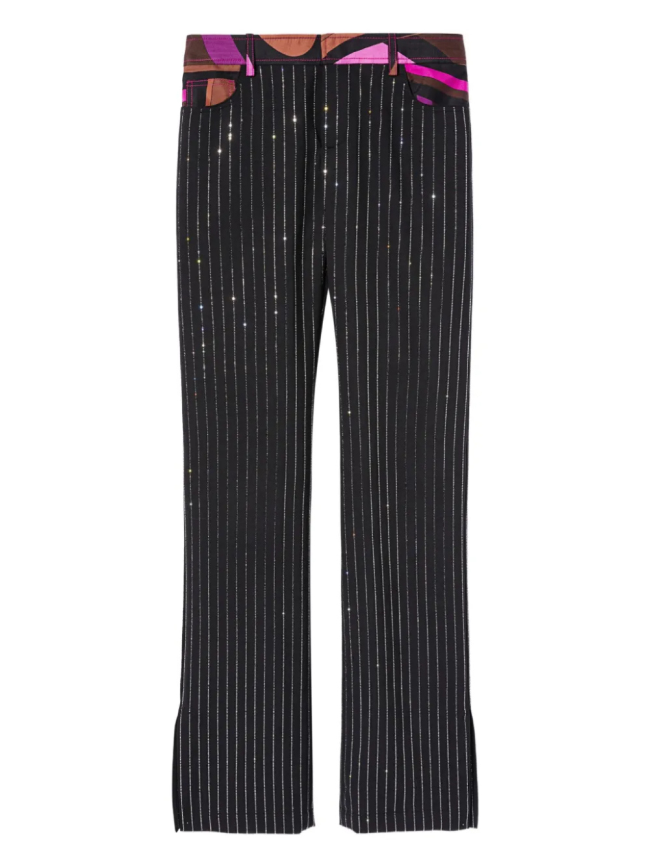 Брюки в тонкую полоску от PUCCI, украшенные стразами, розовый
Брюки в тонкую полоску от PUCCI, украшенные стразами, розовый