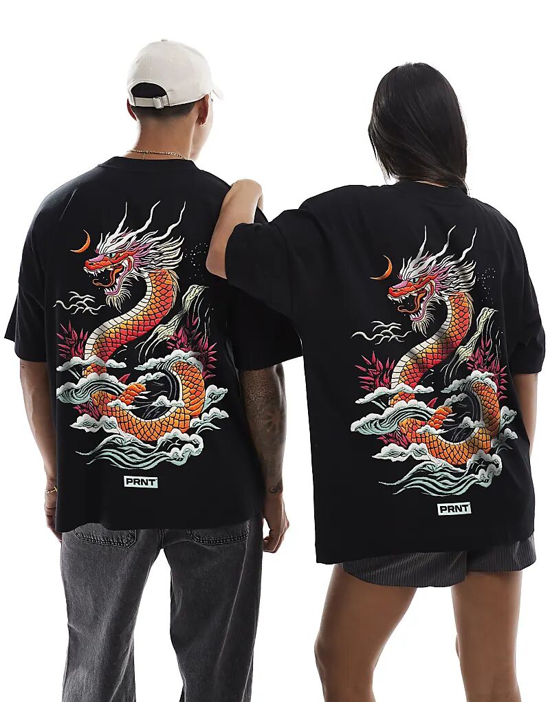 Футболка оверсайз с вышитым принтом дракона PRNT черного цвета
Футболка оверсайз с вышитым принтом дракона PRNT черного цвета