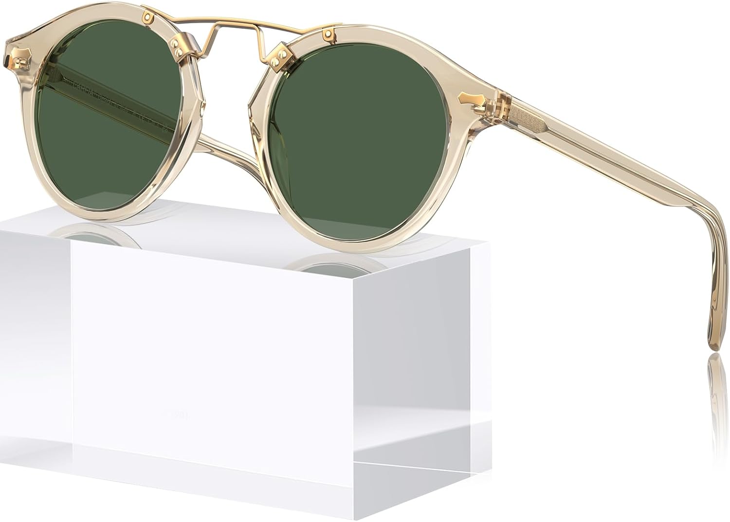 Солнцезащитные очки CARFIA с двойной перемычкой, маленькие, из ацетата, поляризованные, в стиле ретро с металлическими оправами, модные круглые очки для женщин, 1. Clear Yellow Frame Green Lens
Солнцезащитные очки CARFIA с двойной перемычкой, маленькие, из ацетата, поляризованные, в стиле ретро с металлическими оправами, модные круглые очки для женщин, 1. Clear Yellow Frame Green Lens