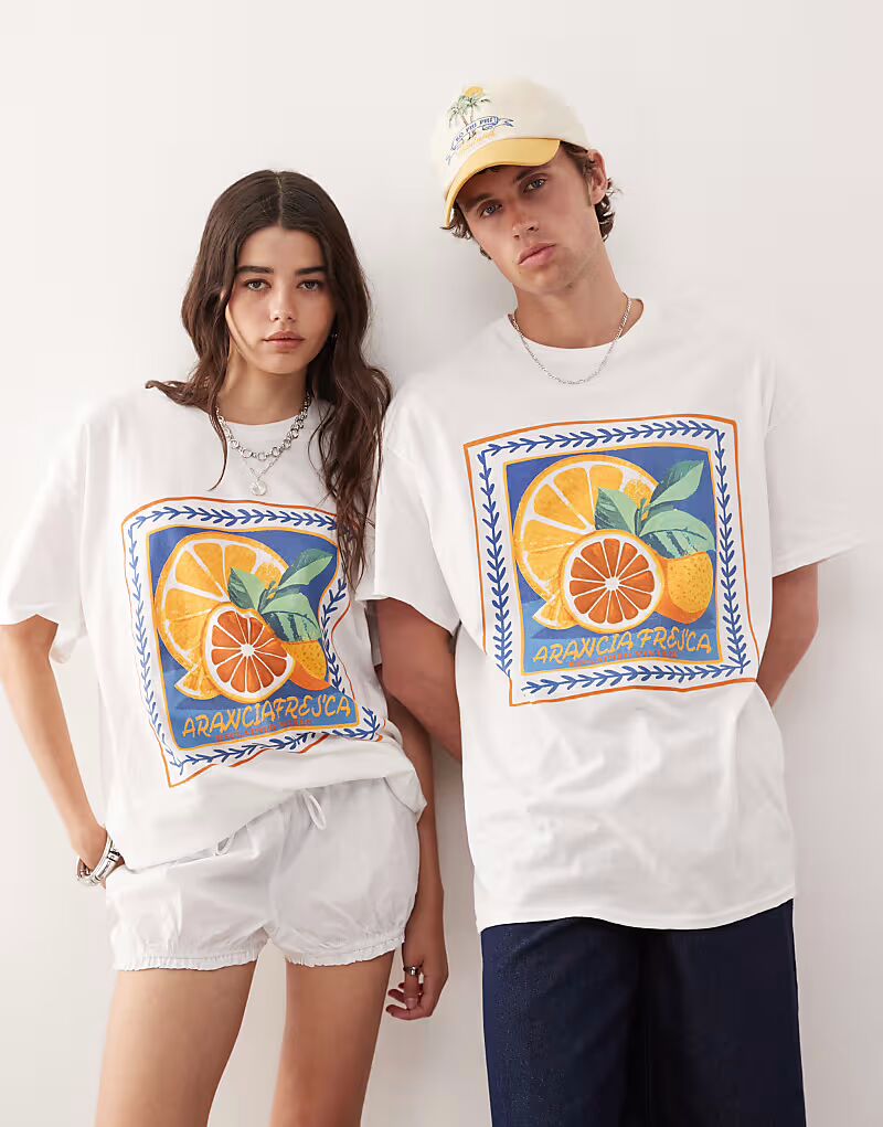 Футболка унисекс свободного покроя Reclaimed Vintage с принтом фруктовой плитки белого цвета
Футболка унисекс свободного покроя Reclaimed Vintage с принтом фруктовой плитки белого цвета