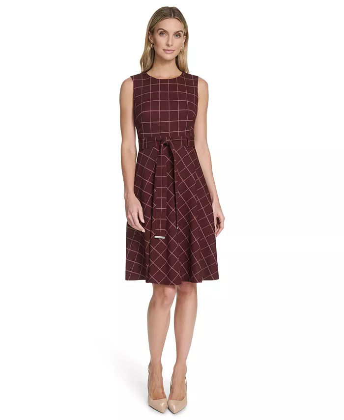 Женское платье-футляр с поясом и расклешенным подолом Calvin Klein, красный
Женское платье-футляр с поясом и расклешенным подолом Calvin Klein, красный