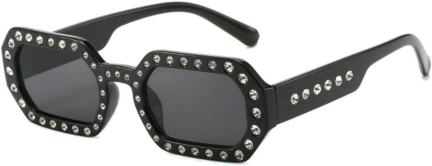 COTIA Модные солнцезащитные очки в форме многоугольника и квадрата с кристаллами для женщин, маленькие прямоугольные солнцезащитные очки для мужчин с кристаллами, Black
COTIA Модные солнцезащитные очки в форме многоугольника и квадрата с кристаллами для женщин, маленькие прямоугольные солнцезащитные очки для мужчин с кристаллами, Black