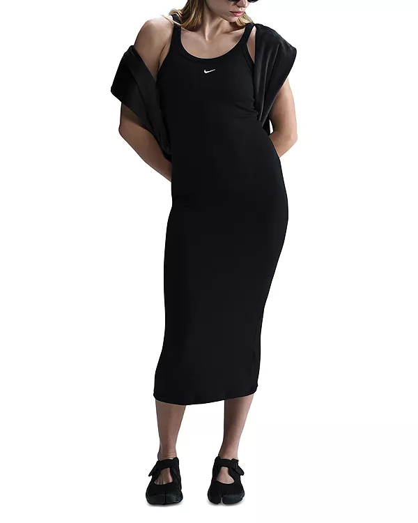 Комфортное вязаное платье-майка в рубчик Nike, черный
Комфортное вязаное платье-майка в рубчик Nike, черный