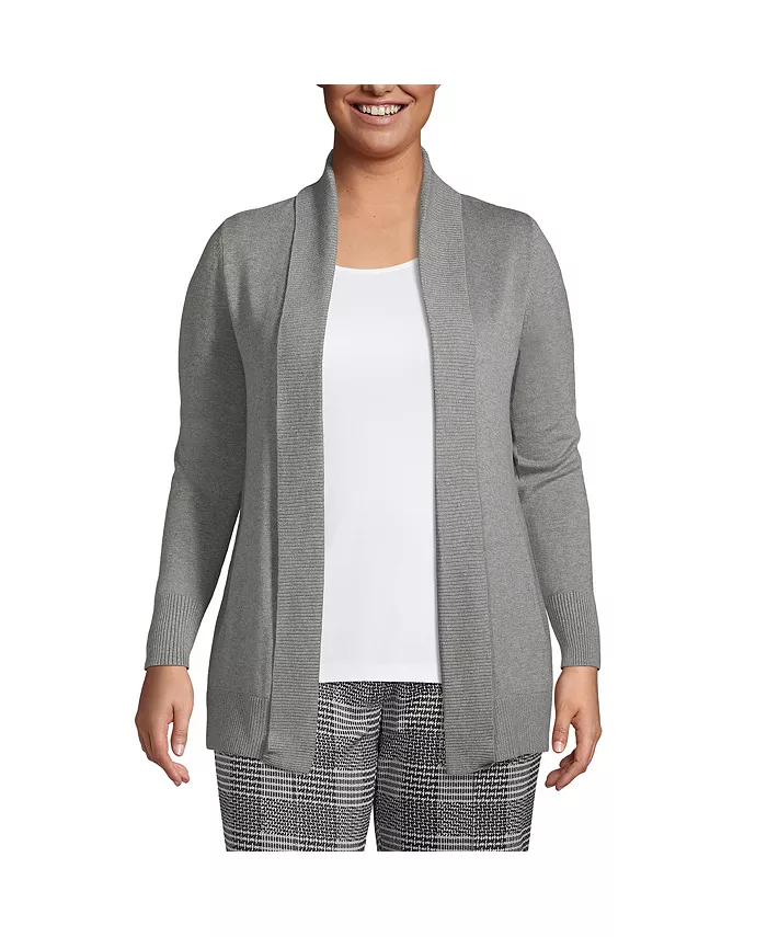 Кардиган большого размера из хлопкового модала с воротником-шалью Lands' End, серый
Кардиган большого размера из хлопкового модала с воротником-шалью Lands' End, серый