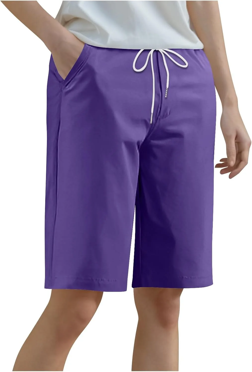 Женские бермуды Casual длиной до колена с эластичным поясом и шнурком
Женские бермуды Casual длиной до колена с эластичным поясом и шнурком