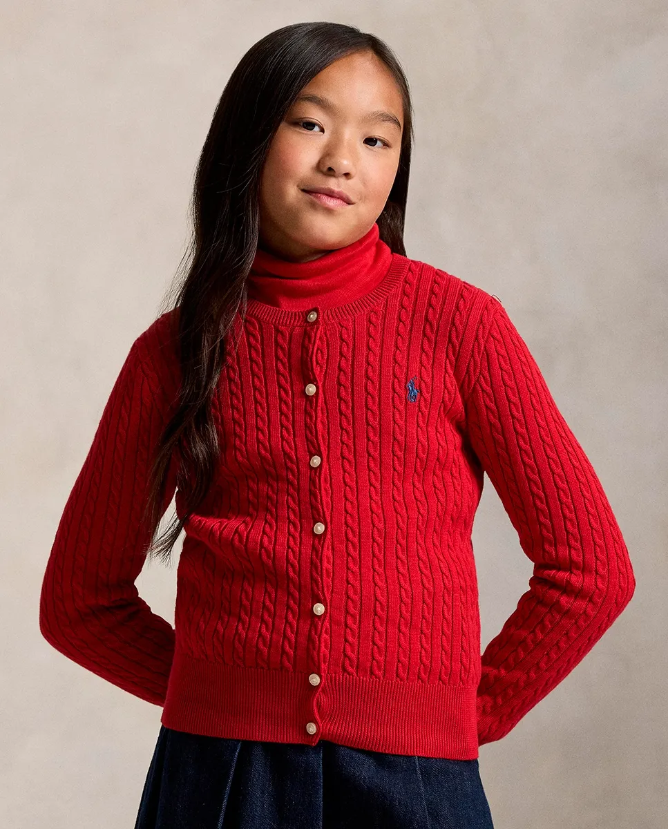 Детский хлопковый кардиган вязкой в косичку Polo Ralph Lauren, красный
Детский хлопковый кардиган вязкой в косичку Polo Ralph Lauren, красный