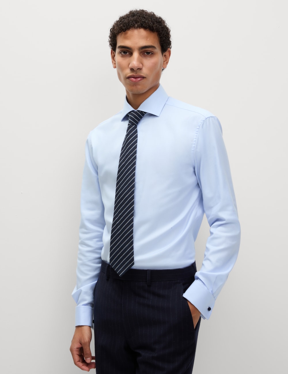 Рубашка из хлопкового твила Slim Fit Luxury Double Cuff Marks & Spencer SARTORIAL, синий
Рубашка из хлопкового твила Slim Fit Luxury Double Cuff Marks & Spencer SARTORIAL, синий