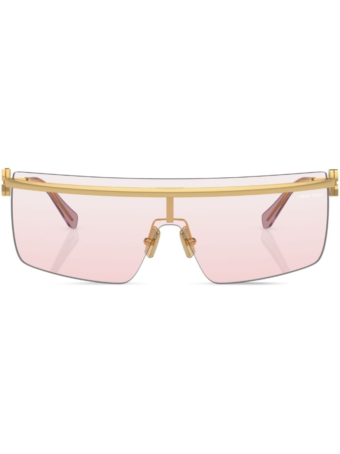 Солнцезащитные очки в безободковой оправе Miu Miu Eyewear, золотистый
Солнцезащитные очки в безободковой оправе Miu Miu Eyewear, золотистый