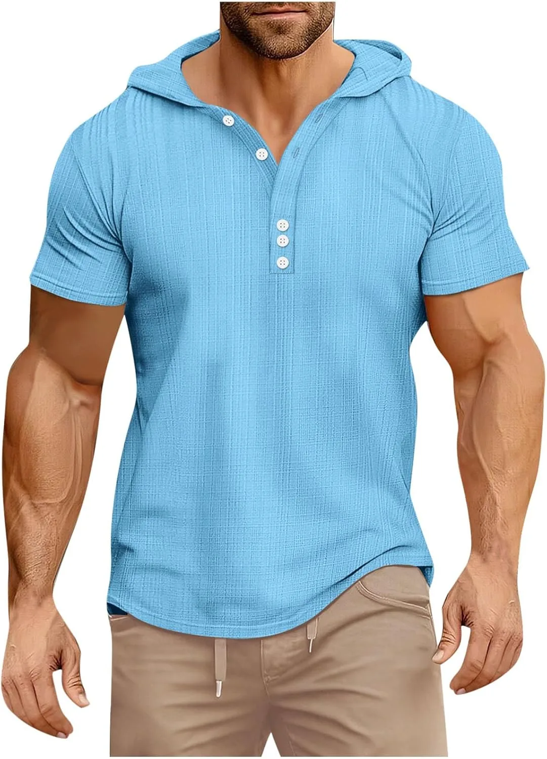 Мужская футболка с коротким рукавом и капюшоном Casual Quarter Button Henley
Мужская футболка с коротким рукавом и капюшоном Casual Quarter Button Henley