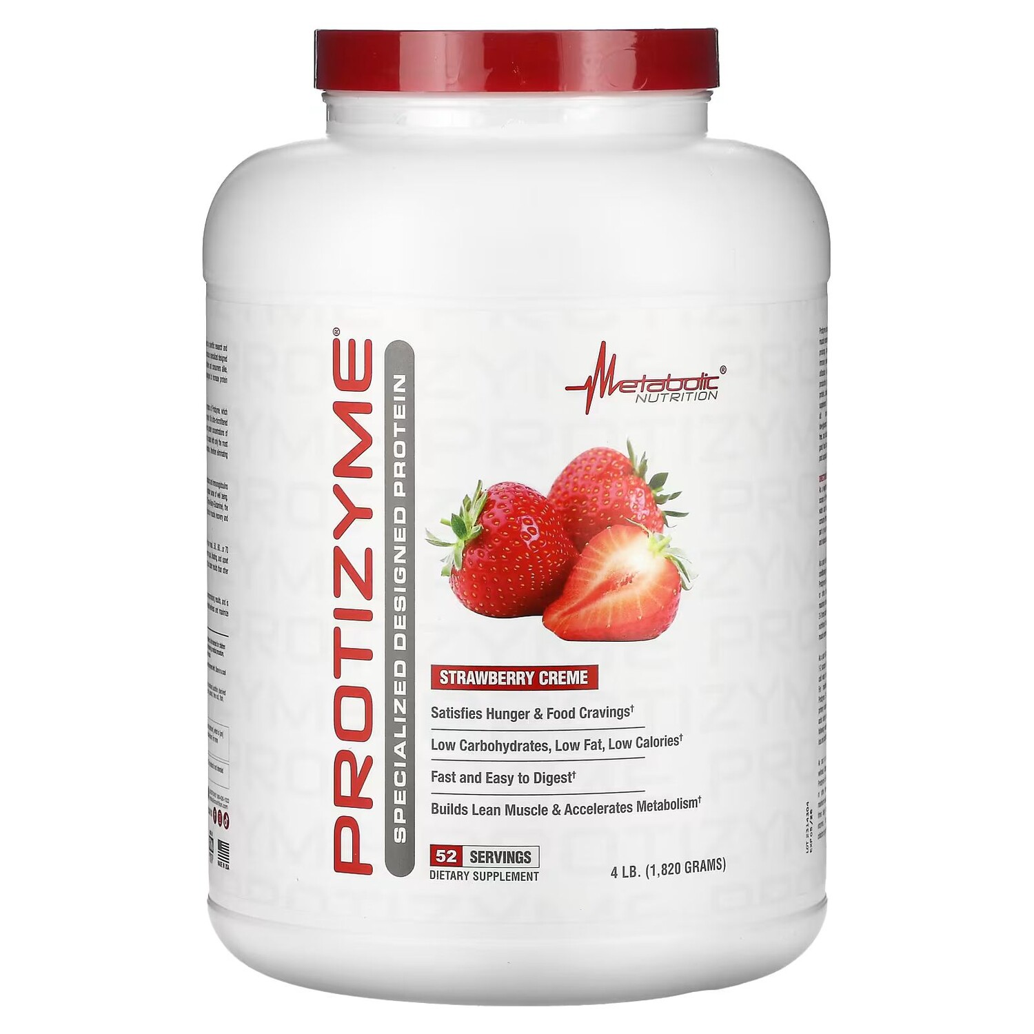 Protizyme, Протеин специальной разработки, клубничный крем, 4 фунта (1820 г) Metabolic Nutrition
Protizyme, Протеин специальной разработки, клубничный крем, 4 фунта (1820 г) Metabolic Nutrition