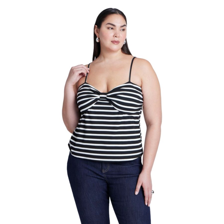 Женская полосатая майка-топ большого размера в форме сердечка ELOQUII, Black white stripe
Женская полосатая майка-топ большого размера в форме сердечка ELOQUII, Black white stripe