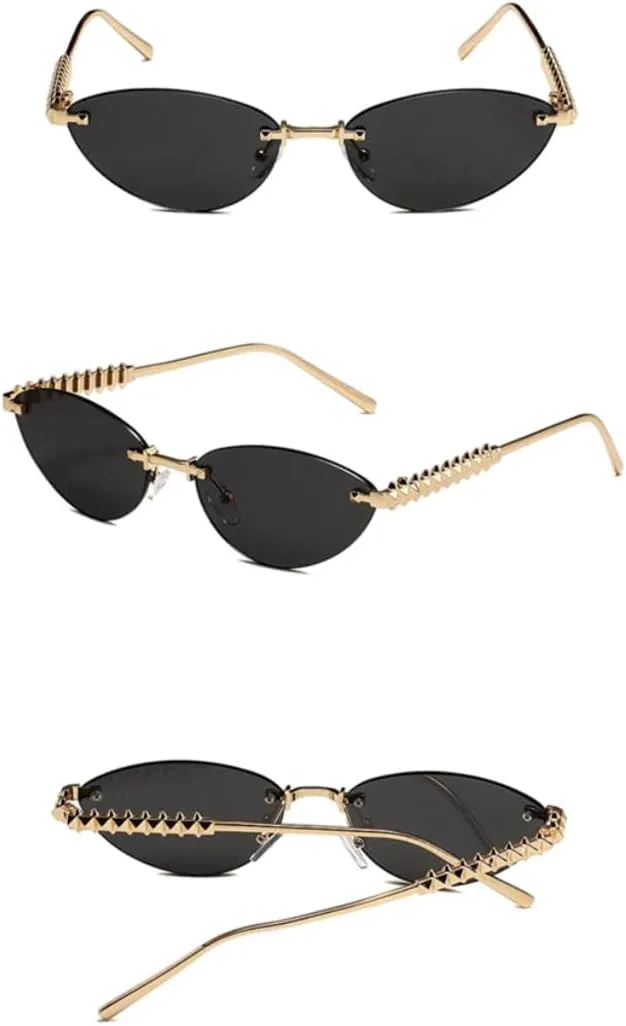 Солнцезащитные очки «кошачий глаз» без оправы для женщин и мужчин, с металлическими заклепками на дужках, с защитой от УФ-излучения TOIPASTN, Silvery Grey Pink
Солнцезащитные очки «кошачий глаз» без оправы для женщин и мужчин, с металлическими заклепками на дужках, с защитой от УФ-излучения TOIPASTN, Silvery Grey Pink