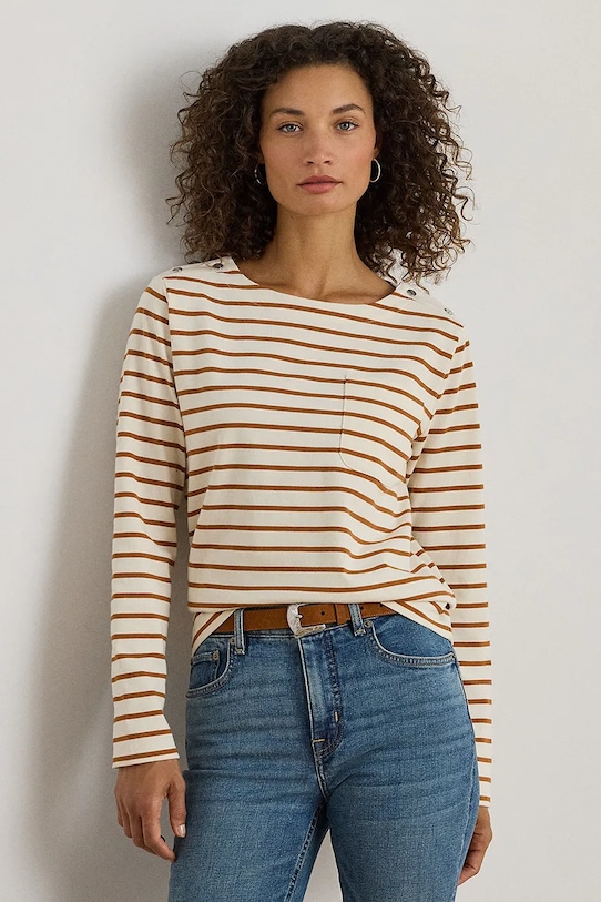 Хлопковый лонгслив Lauren Ralph Lauren, бежевый
Хлопковый лонгслив Lauren Ralph Lauren, бежевый