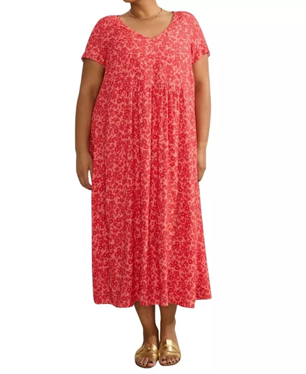 Платье миди с короткими рукавами и V-образным вырезом Live Unlimited, розовый
Платье миди с короткими рукавами и V-образным вырезом Live Unlimited, розовый