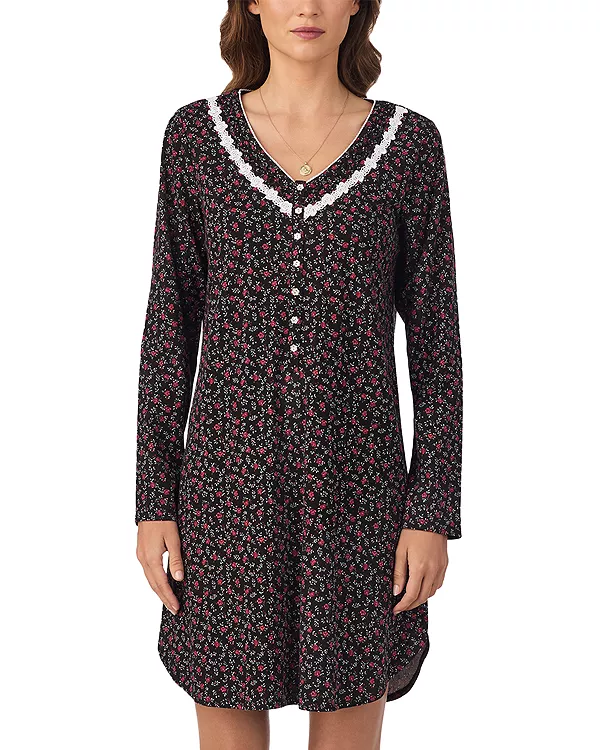 Ночная рубашка из хлопкового трикотажа с длинными рукавами Eileen West, черный
Ночная рубашка из хлопкового трикотажа с длинными рукавами Eileen West, черный