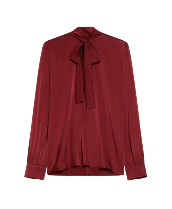 Шелковая атласная рубашка с воротником-фулардом Max Mara Studio, красный
Шелковая атласная рубашка с воротником-фулардом Max Mara Studio, красный