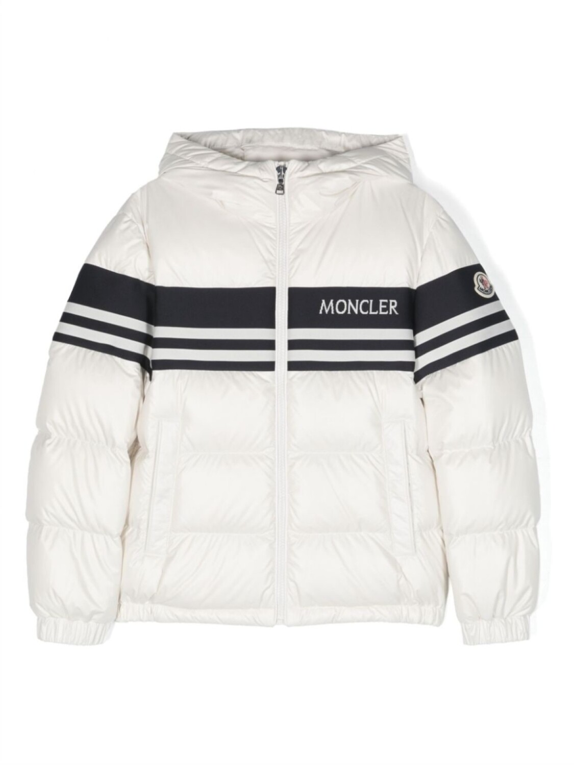 Moncler Enfant пуховик с полосками, белый
Moncler Enfant пуховик с полосками, белый