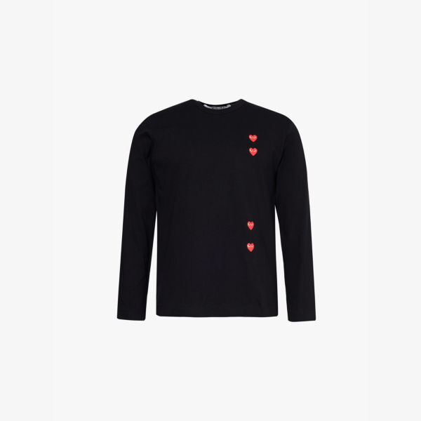 Футболка из хлопкового джерси с вертикальным принтом в виде сердца Comme Des Garcons Play, черный
Футболка из хлопкового джерси с вертикальным принтом в виде сердца Comme Des Garcons Play, черный