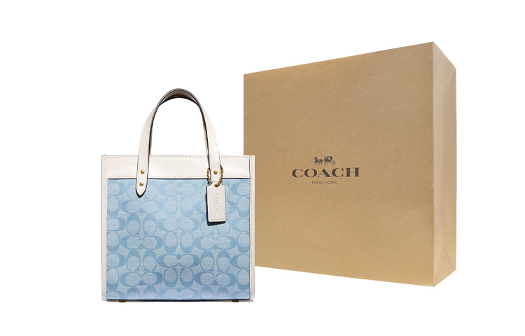 COACH Сумка-шоппер наплечная через плечо малая женская сине-белая 
COACH Сумка-шоппер наплечная через плечо малая женская сине-белая